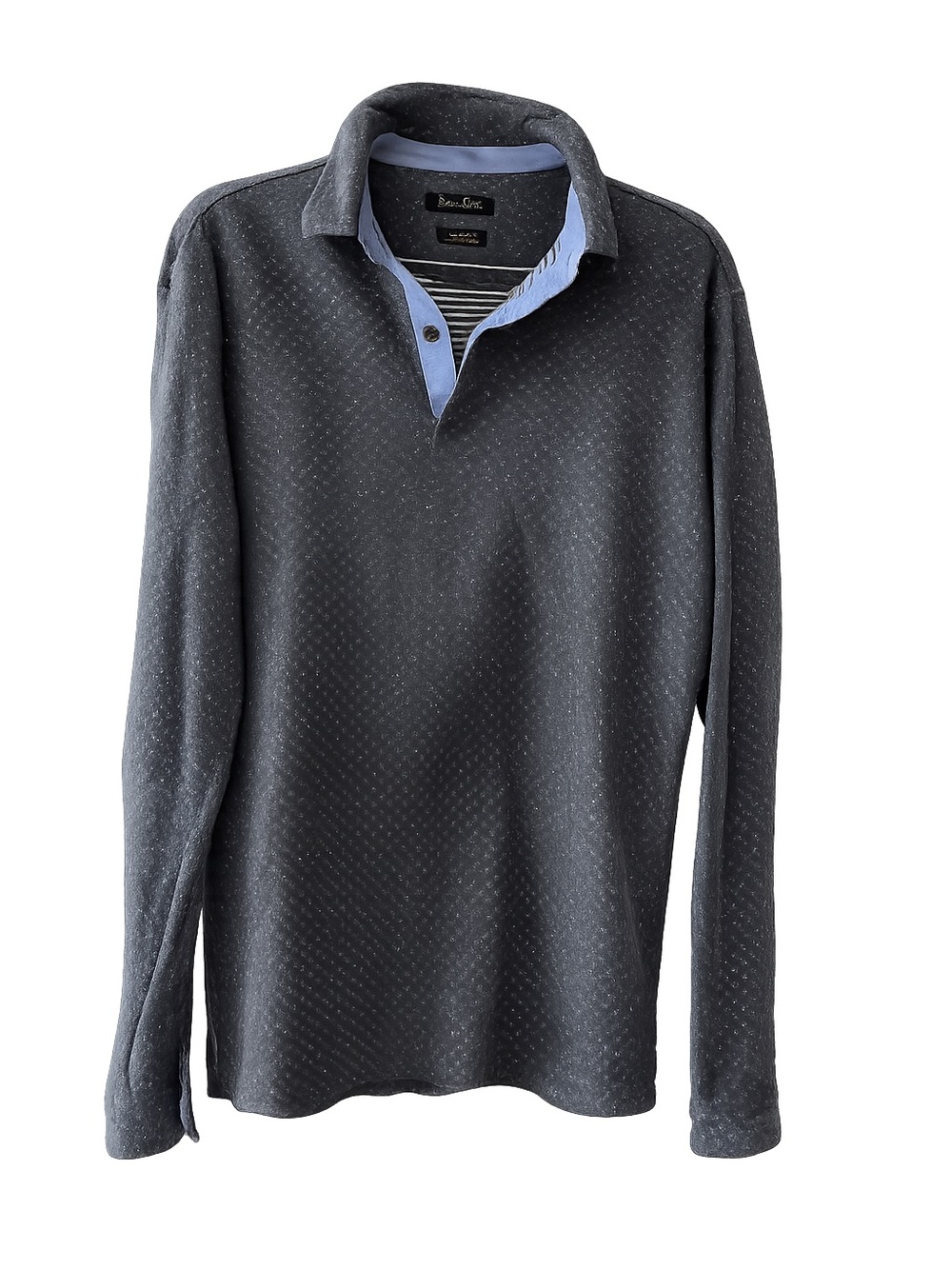 Massimo Dutti 100% Grey Polka Dot Cotton Long Sleeve Sweater Polo size M